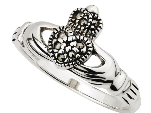 S2448 - Silver Marcasite Claddagh Ring