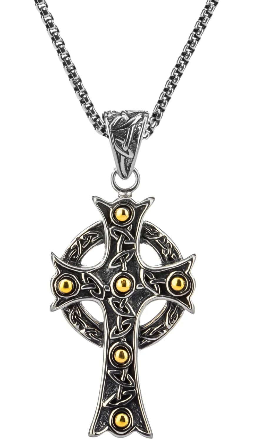 Silver and 18k Gold Men’s Cross Pendant