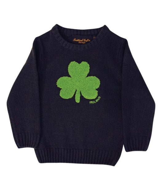 Shamrock Knit Kids Jumper in Navy