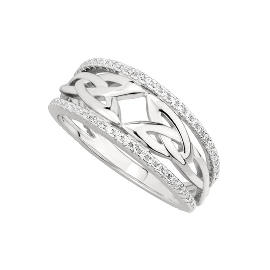 S21068 - Sterling Silver Cubic Zirconia Trinity Knot Ring