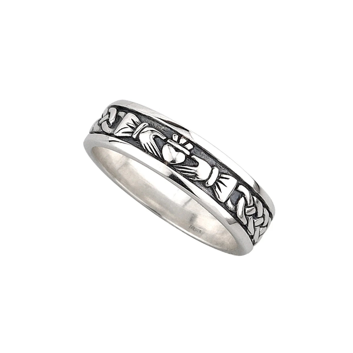 S2829 - Ladies Oxidized Silver Claddagh Band