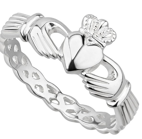 S2865 - Sterling Silver Weave Claddagh Ring