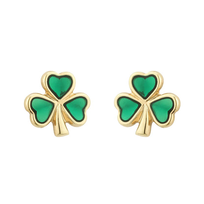 Gold Plated Enamel Shamrock Jewelry