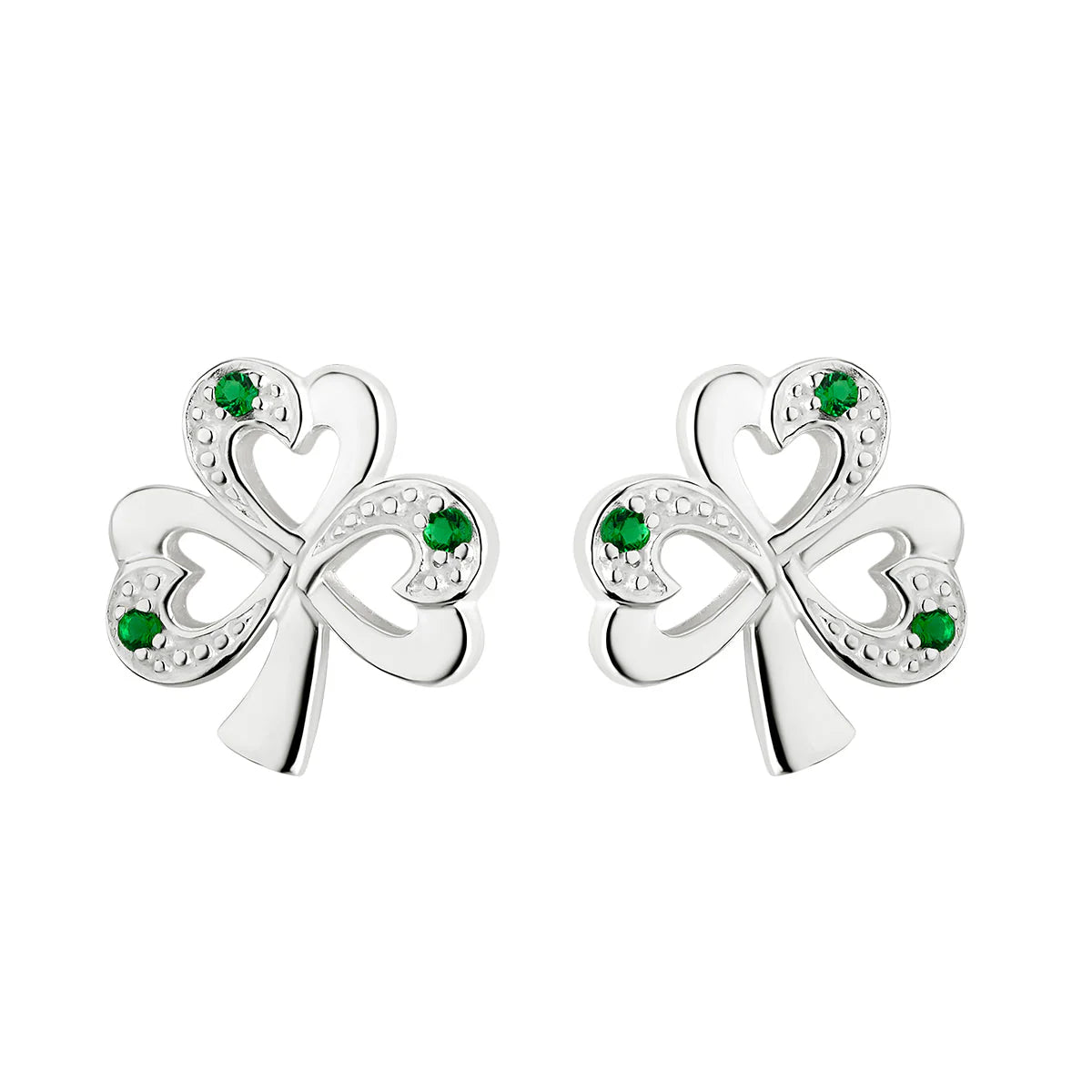 Silver Synthetic Emerald Shamrock Jewelry