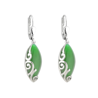 Rhodium Plated Green Cat Eye Celtic Jewelry