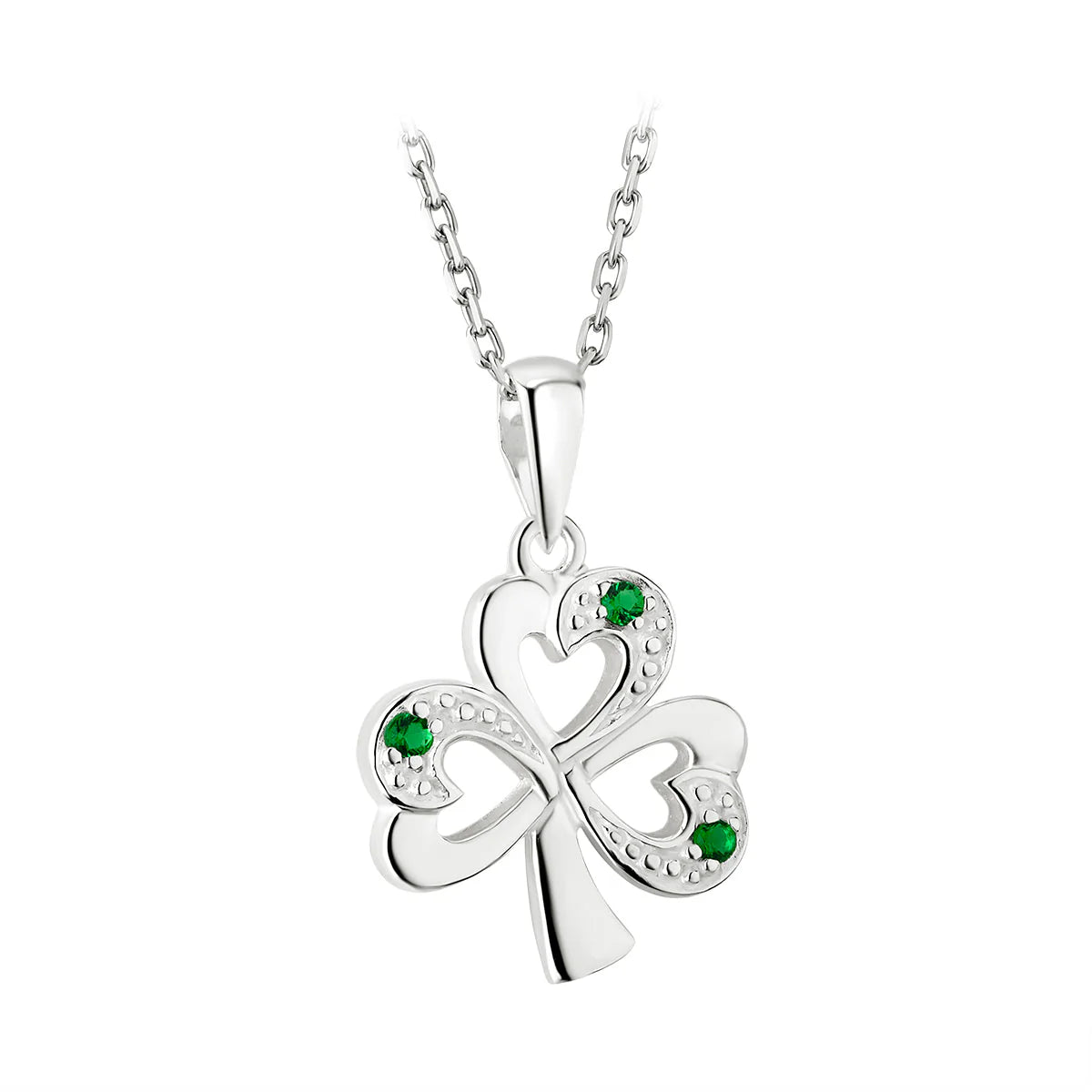 Silver Synthetic Emerald Shamrock Jewelry