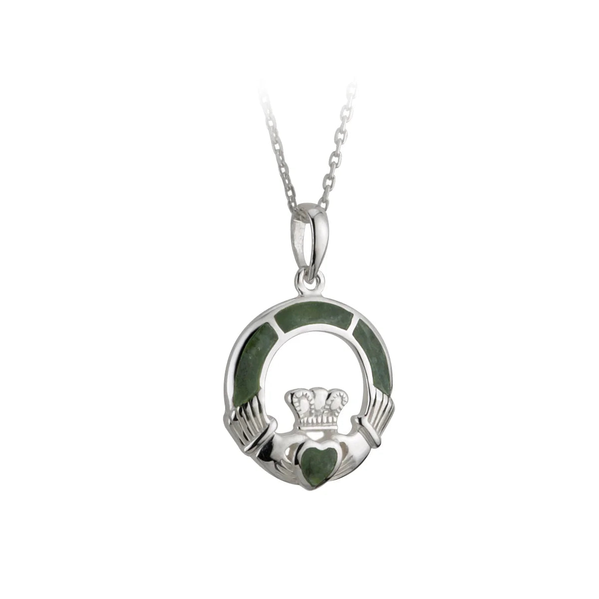 S44700 - Sterling Silver Connemara Marble Claddagh Pendant