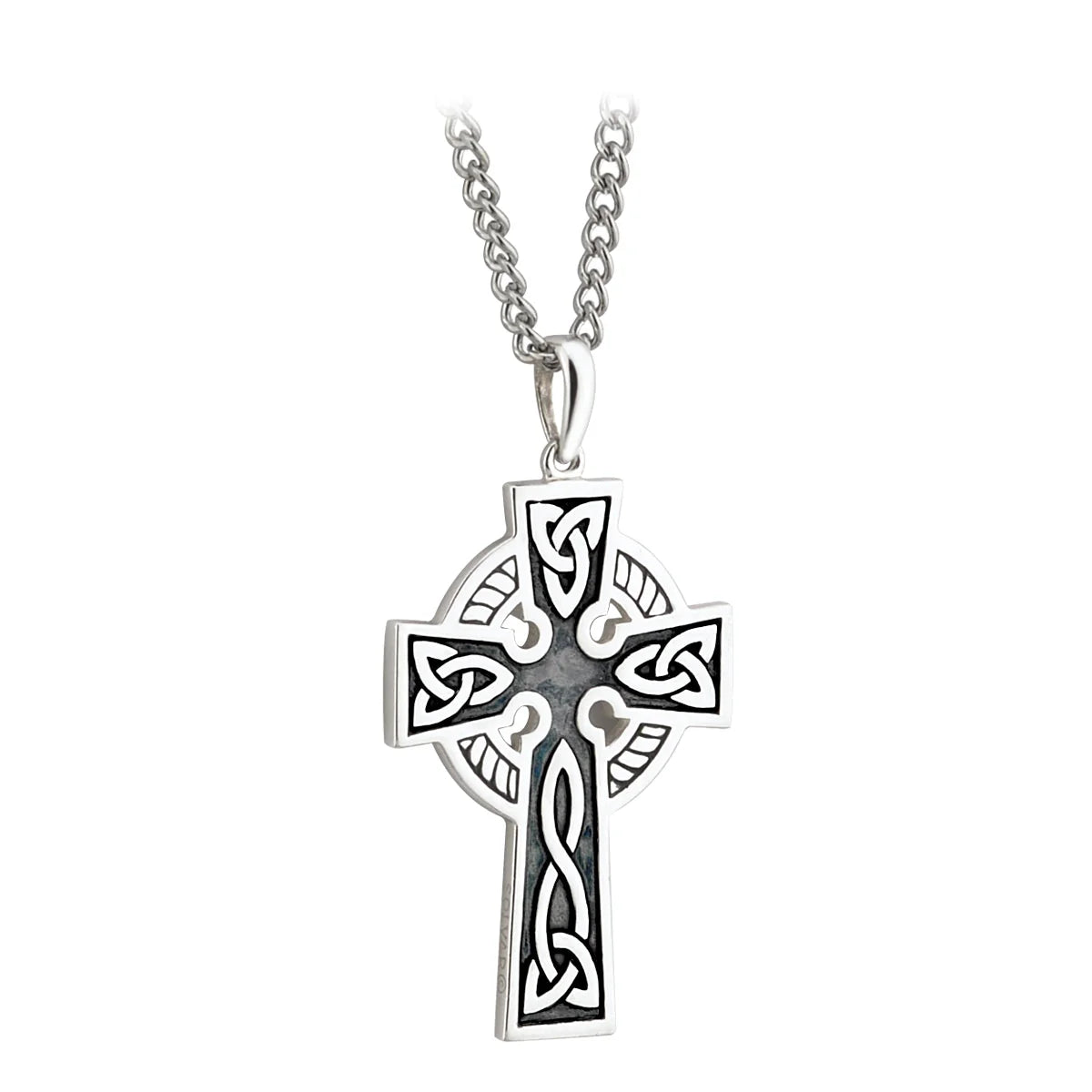 S44764- Double sided Oxidized Silver Celtic Cross