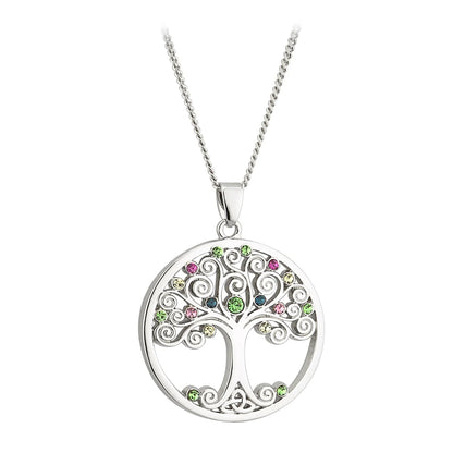 Rhodium Plated Crystal Tree Of Life Jewelry