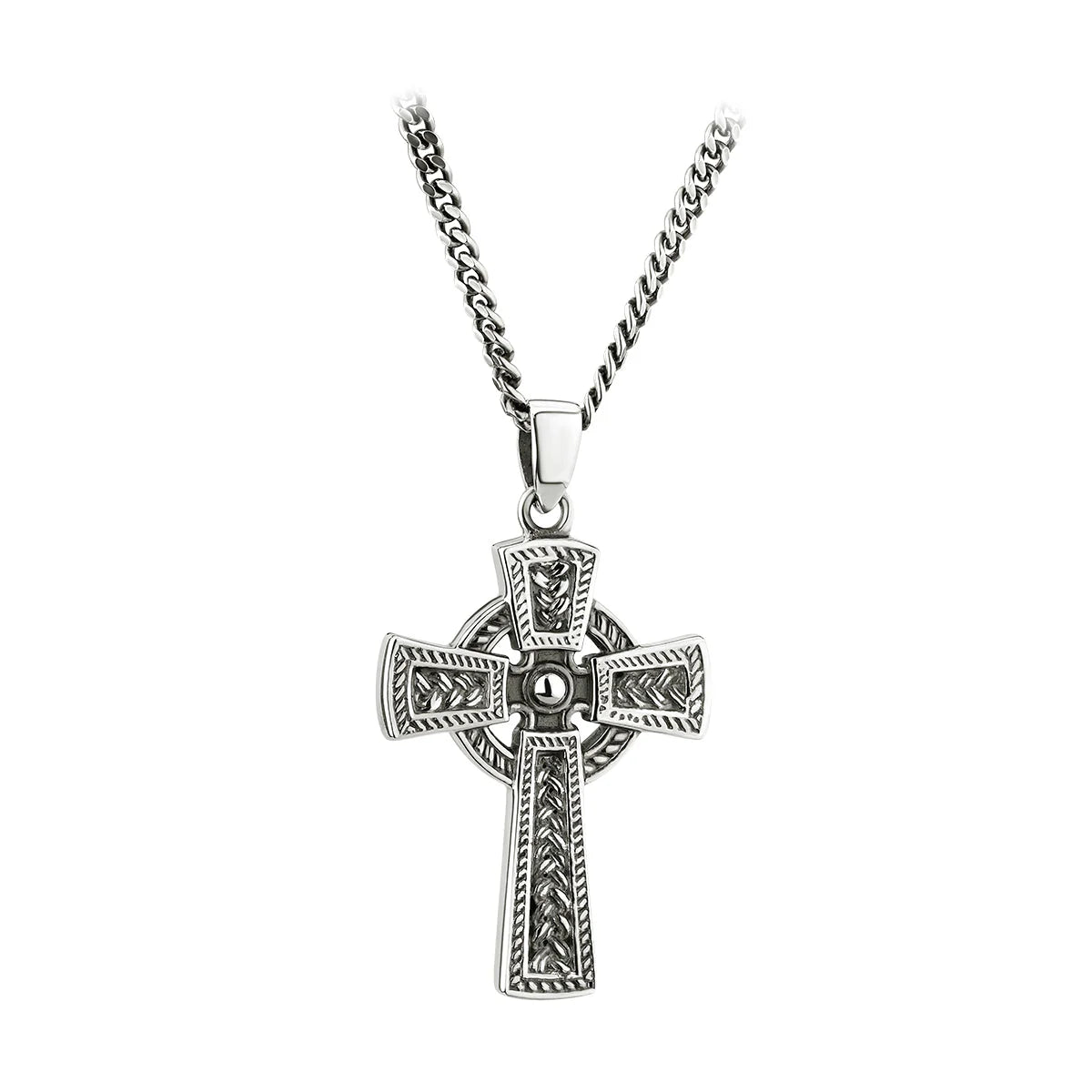 S46456 - Mens Sterling Silver Oxidised Celtic Cross Pendant