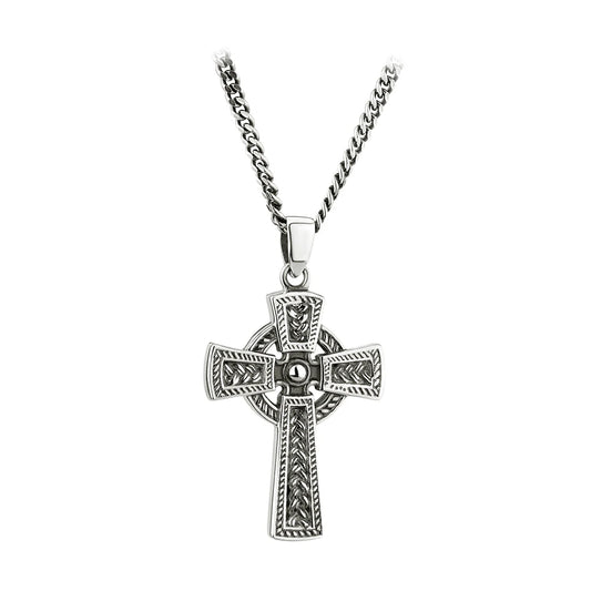 S46456 - Mens Sterling Silver Oxidised Celtic Cross Pendant