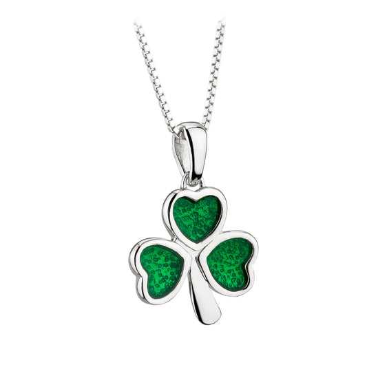 S46478 - Silver Acara Enamel Shamrock Pendant