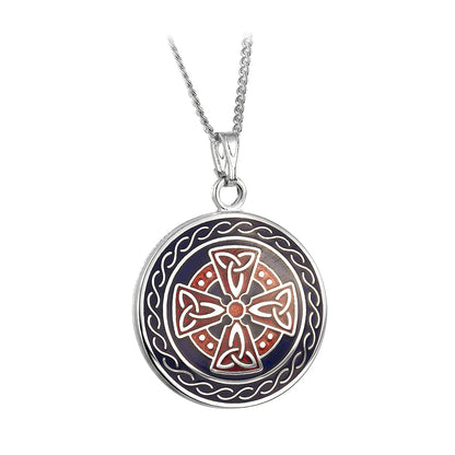 Rhodium Book of Kells Enamel Pendants