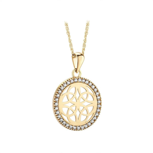 S46899 - 9K Gold Cz Round Four Trinity Knots Pendant