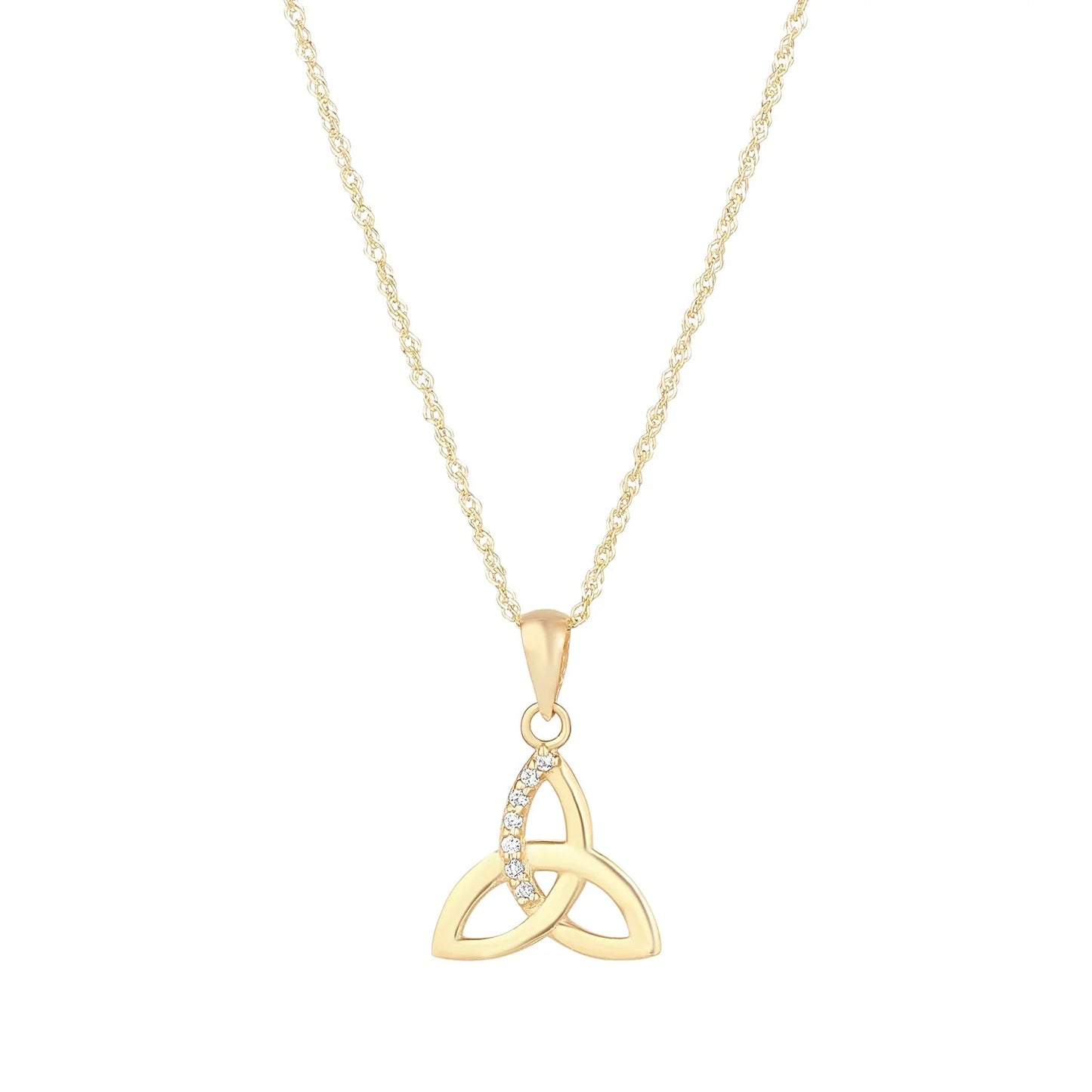 S46926 - 9K Gold Cz Trinity Knot Necklace