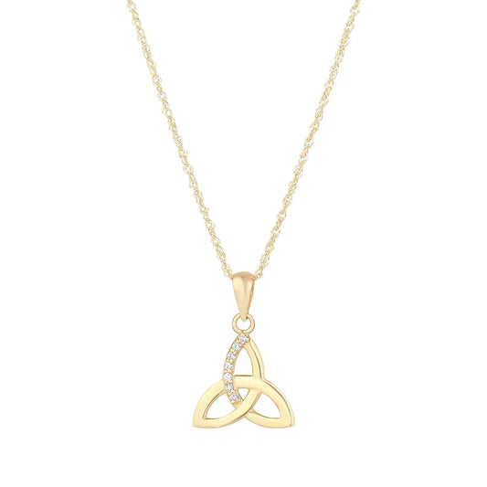 S46926 - 9K Gold Cz Trinity Knot Necklace