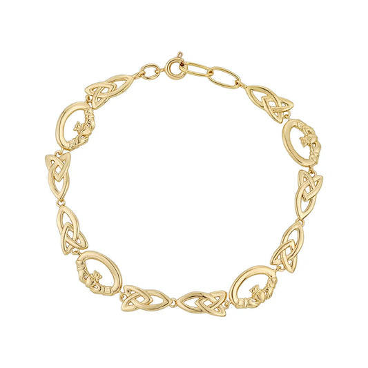 Gold Plated Claddagh & Trinity Bracelet