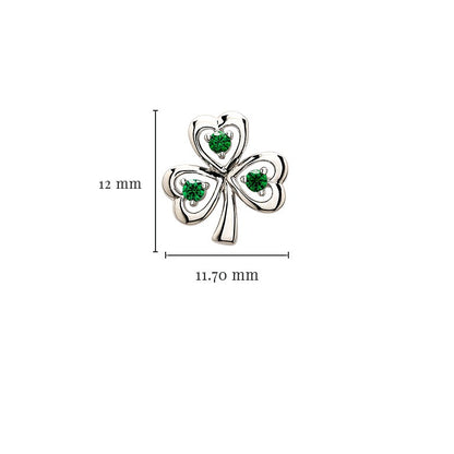 Sterling Silver Cubic Zirconia Emerald Drop Shamrock Earrings