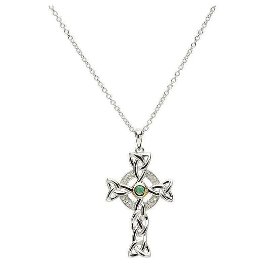 SF10 - Sterling Silver Dia Gr Celtic Cross Necklace