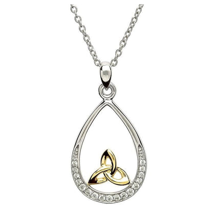 Sterling Silver Pave set Trinity Gold Plated Pendant