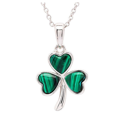 Sterling Silver Shamrock with Malachite Pendant