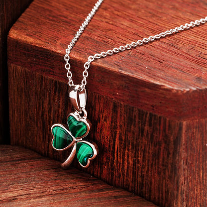 Sterling Silver Shamrock with Malachite Pendant