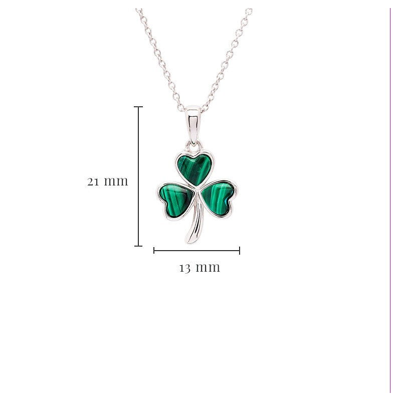 Sterling Silver Shamrock with Malachite Pendant