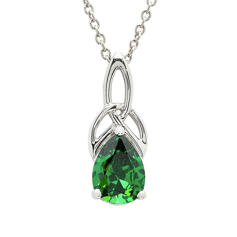 Sterling Silver Cubic Zirconia Emerald Trinity Necklace