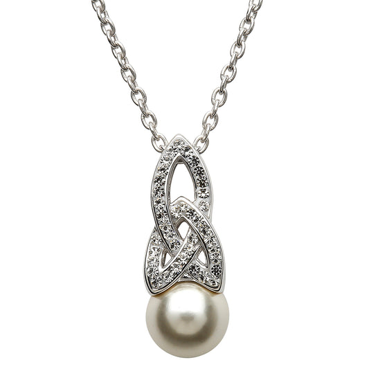 Celtic Pearl Necklace Adorned By Crystals