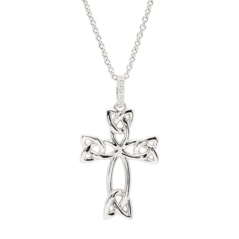 Sterling Silver Cubic Zirconia Celtic Cross