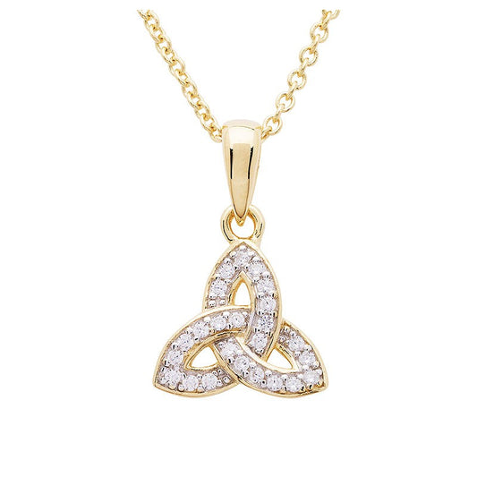 GV14 - 14KT Gold Vermeil CZ Trinity Knot Necklace