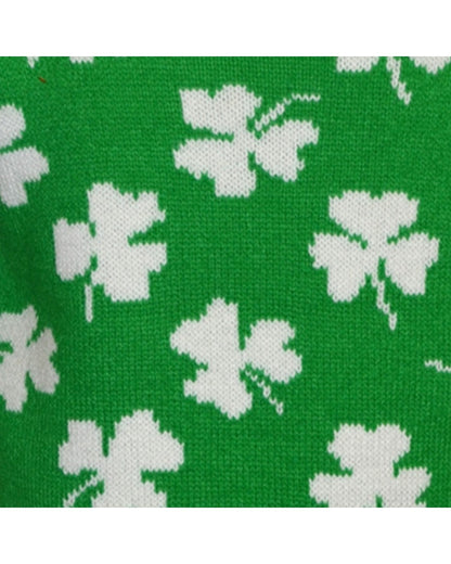 Shamrock All Over Knit Kids Jumper in Green & Cream